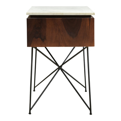 Dominic Nightstand White and Brown | Multicolor
