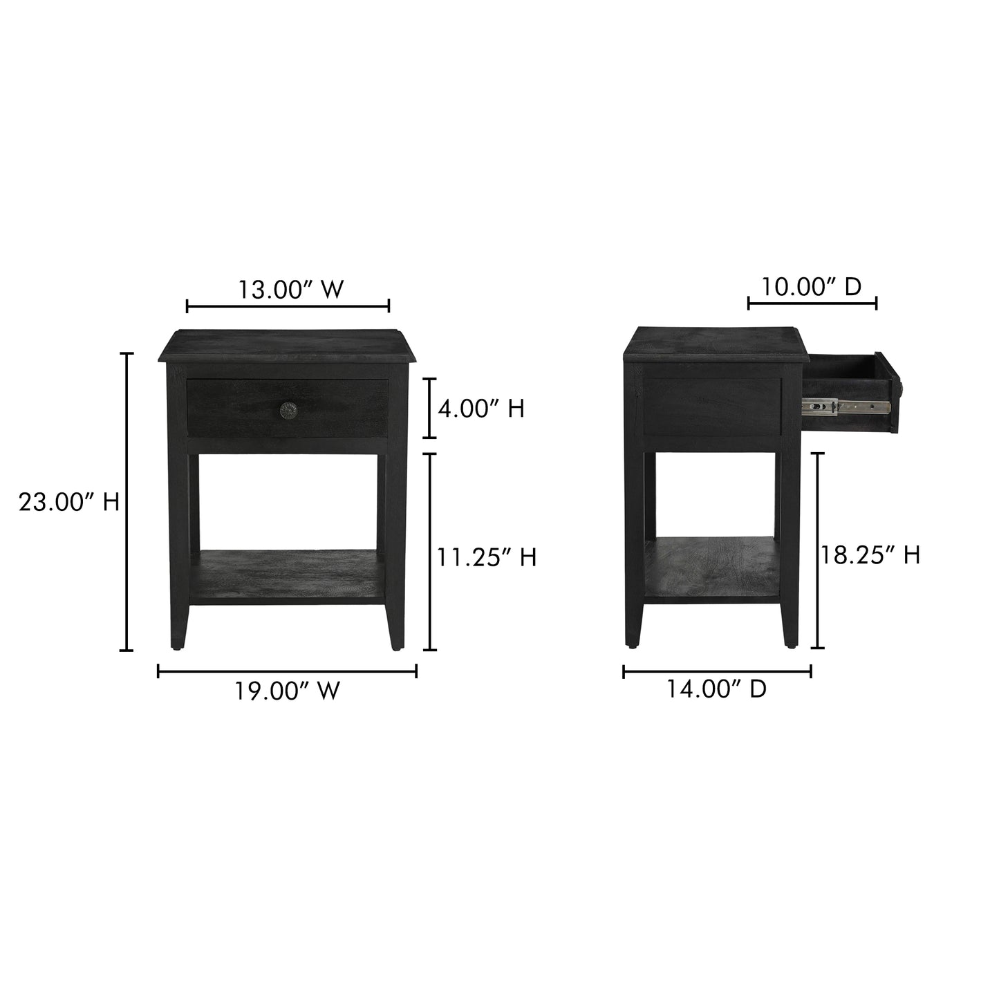 Corrine Nightstand Antique Black by Moe's Home