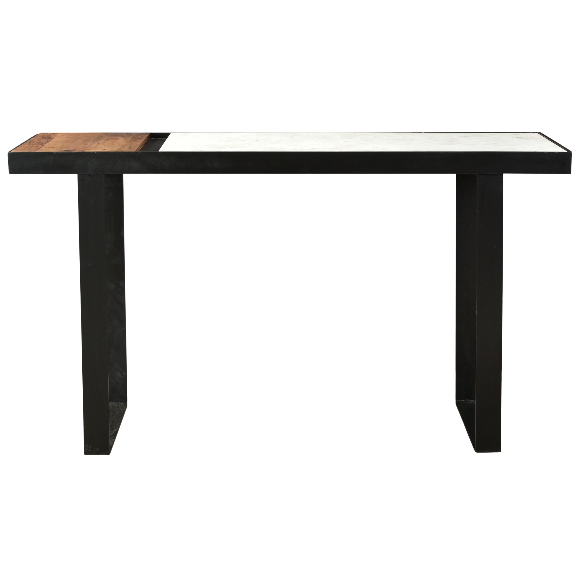 Blox Console Table White Marble and Warm Brown | Multicolor