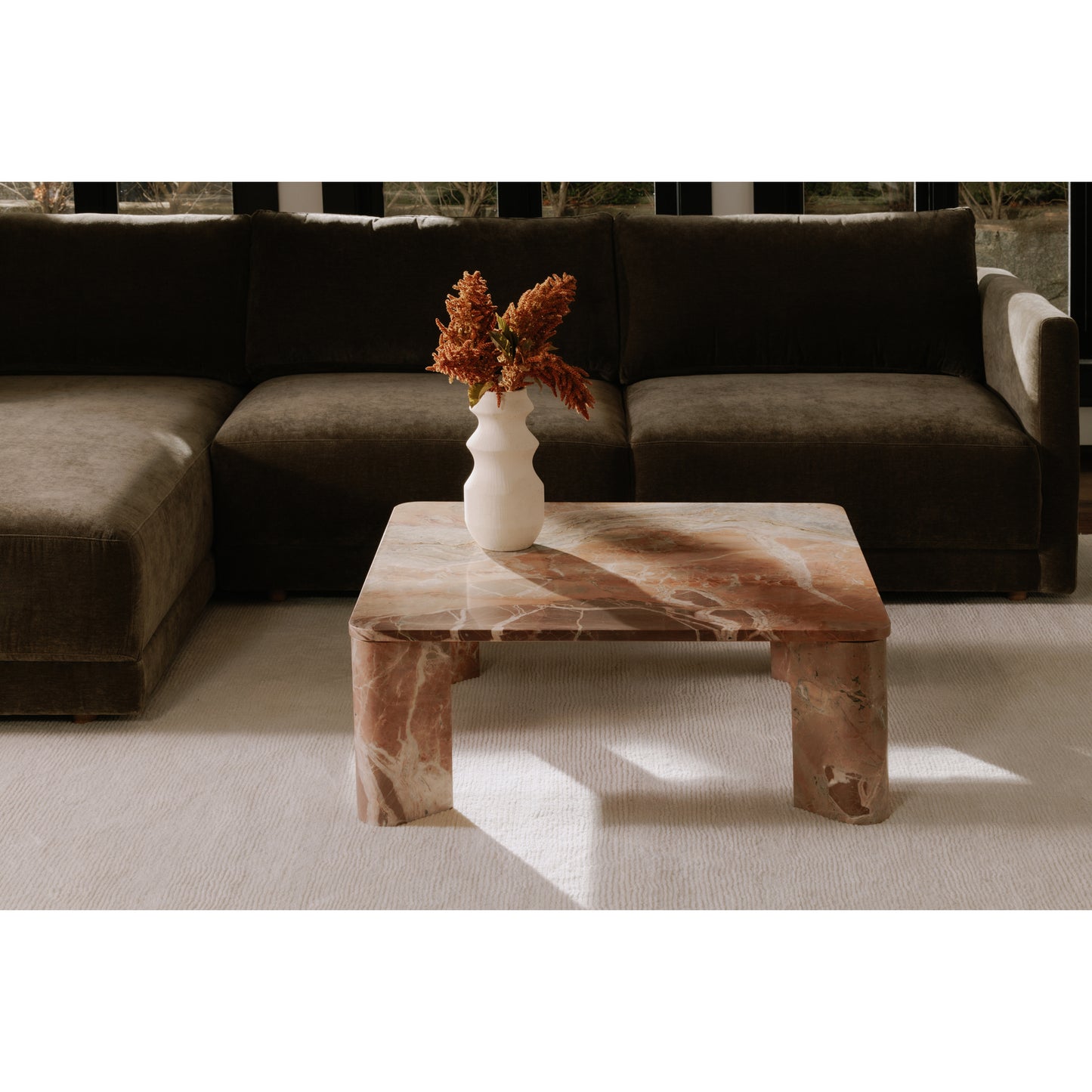 Segment Coffee Table Orange Levante Marble by Moe's Home