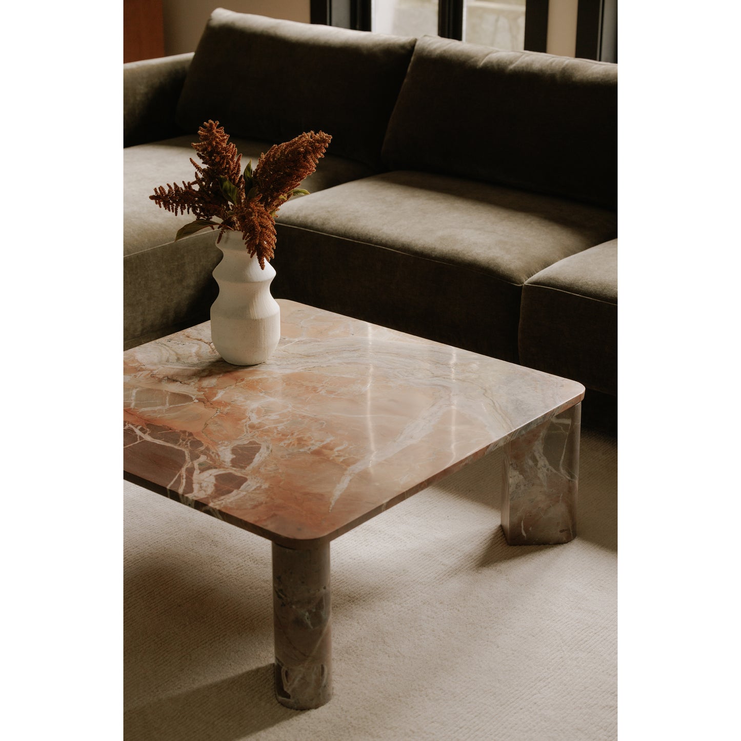 Segment Coffee Table Orange Levante Marble by Moe's Home