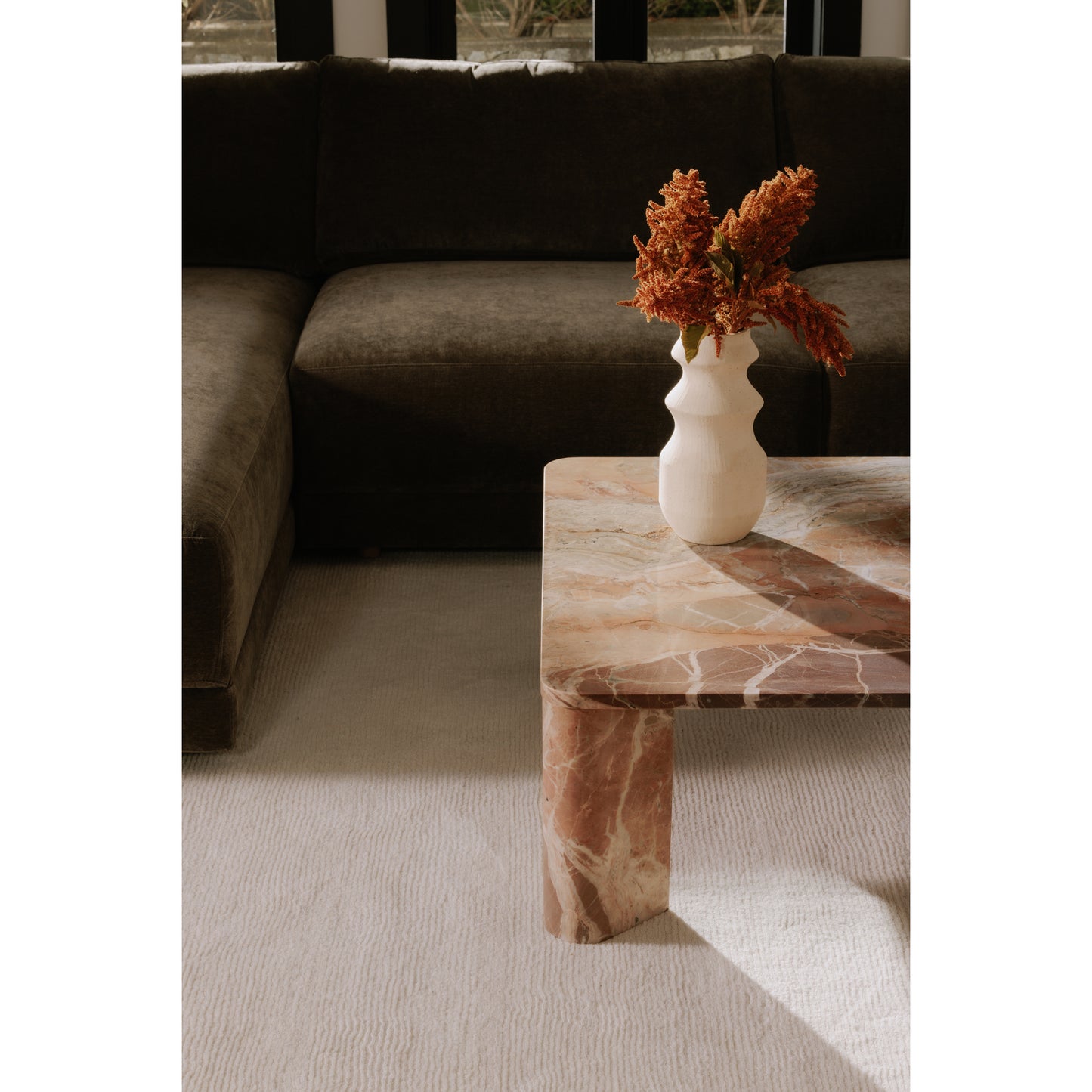 Segment Coffee Table Orange Levante Marble by Moe's Home