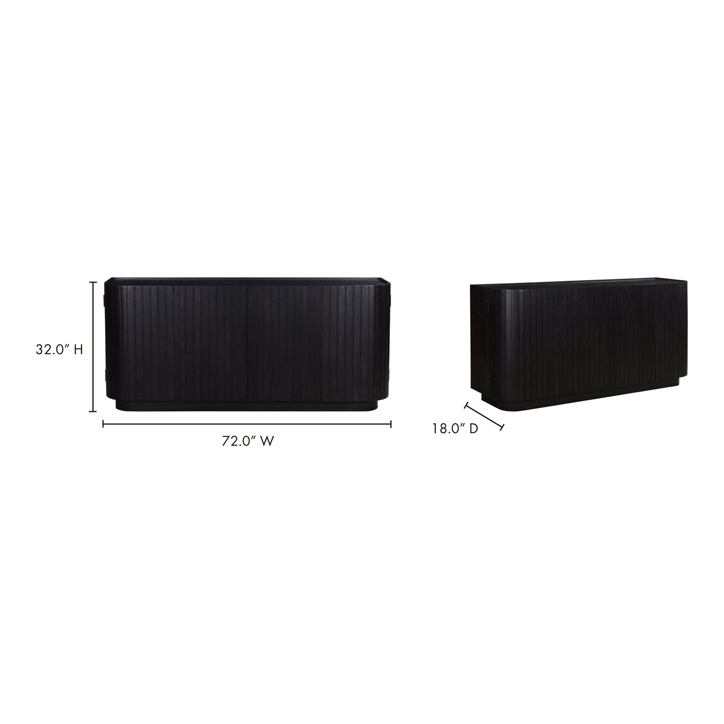 Povera 4 Door Sideboard Black by Moe's Home