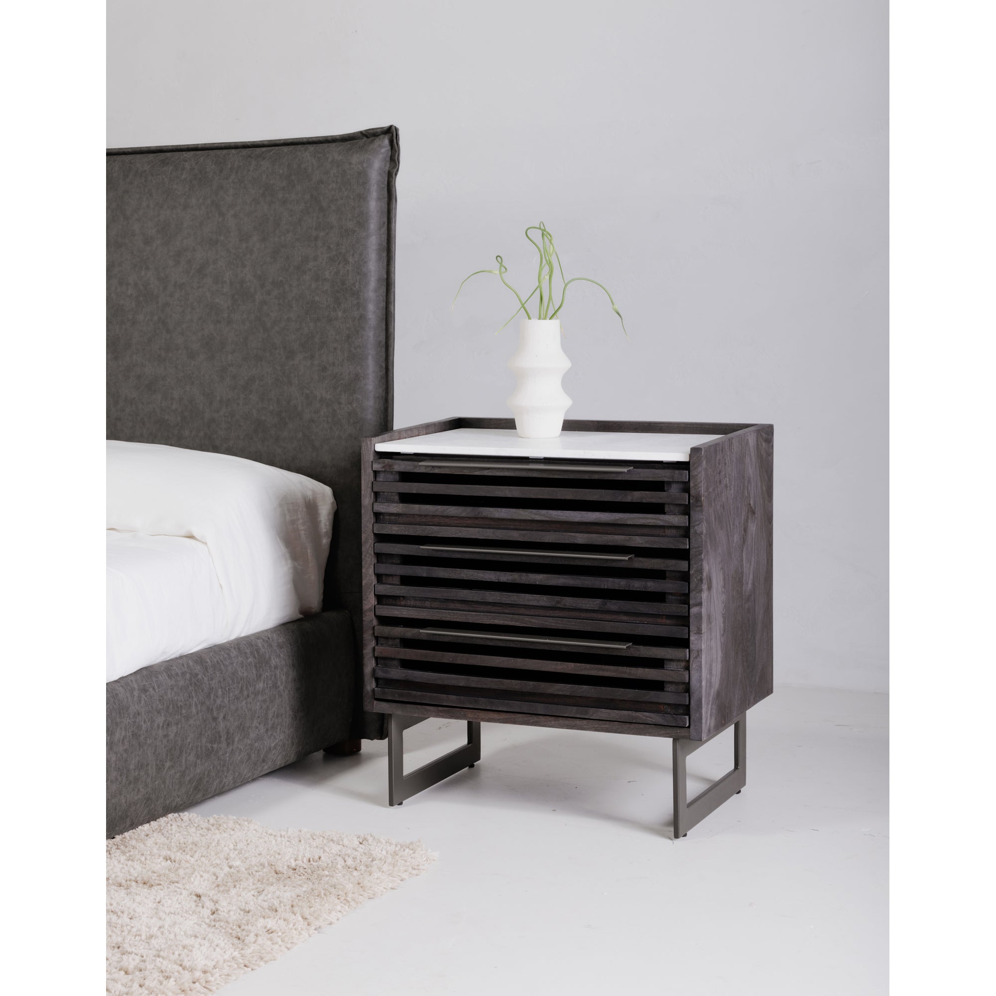 Paloma 3 Drawer Nightstand Charcoal Grey