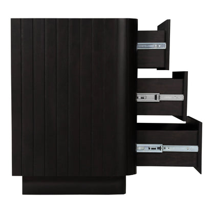 Povera 3 Drawer Nightstand Black