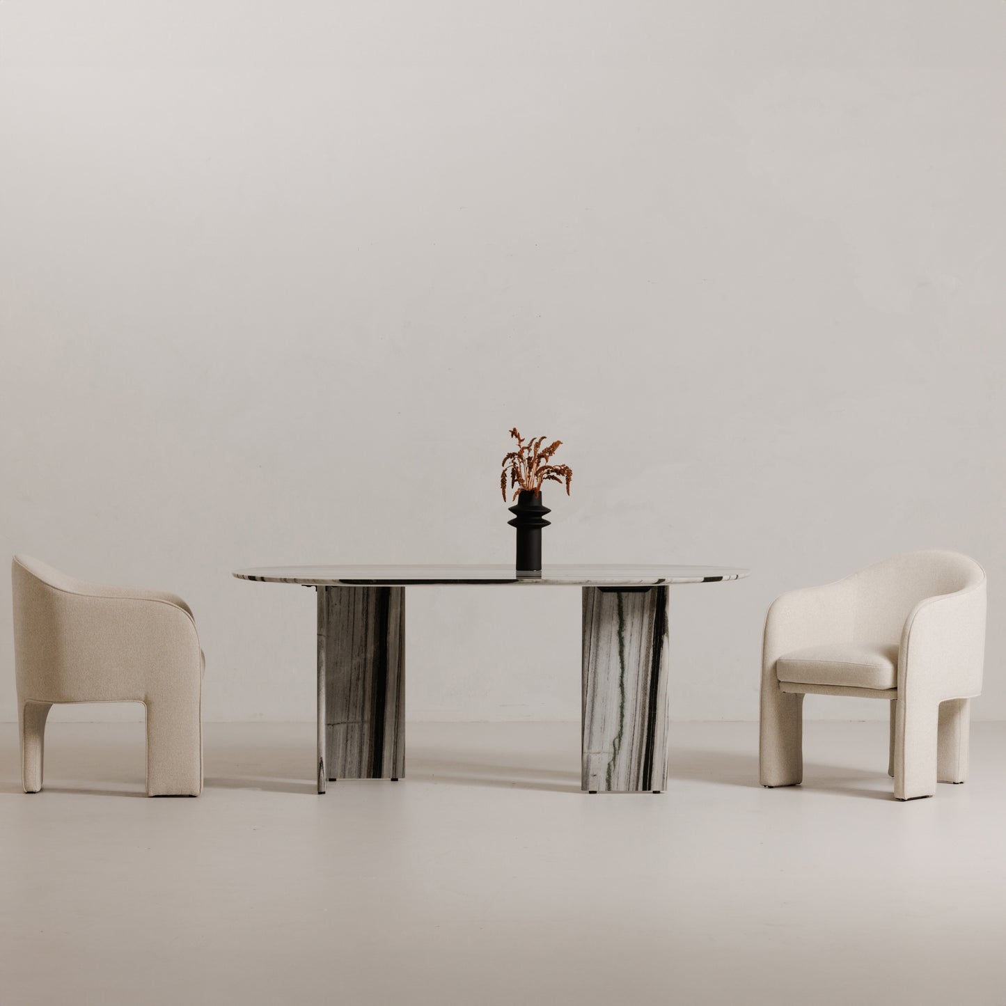 Celia Oval Dining Table Panda Marble by Moe's Home