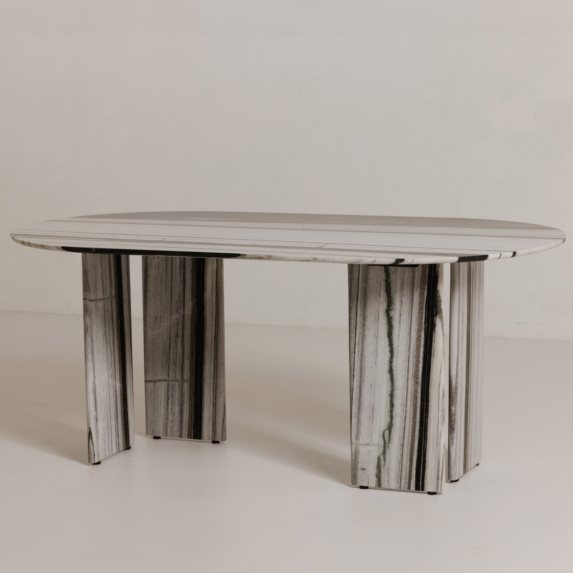 Celia Oval Dining Table Panda Marble