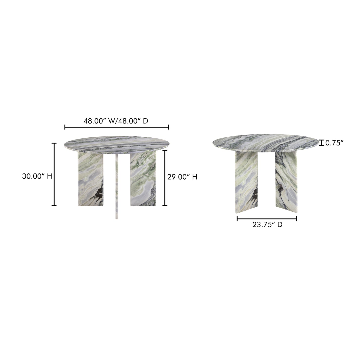 Celia Round Dining Table Green Onyx Marble by Moe's Home