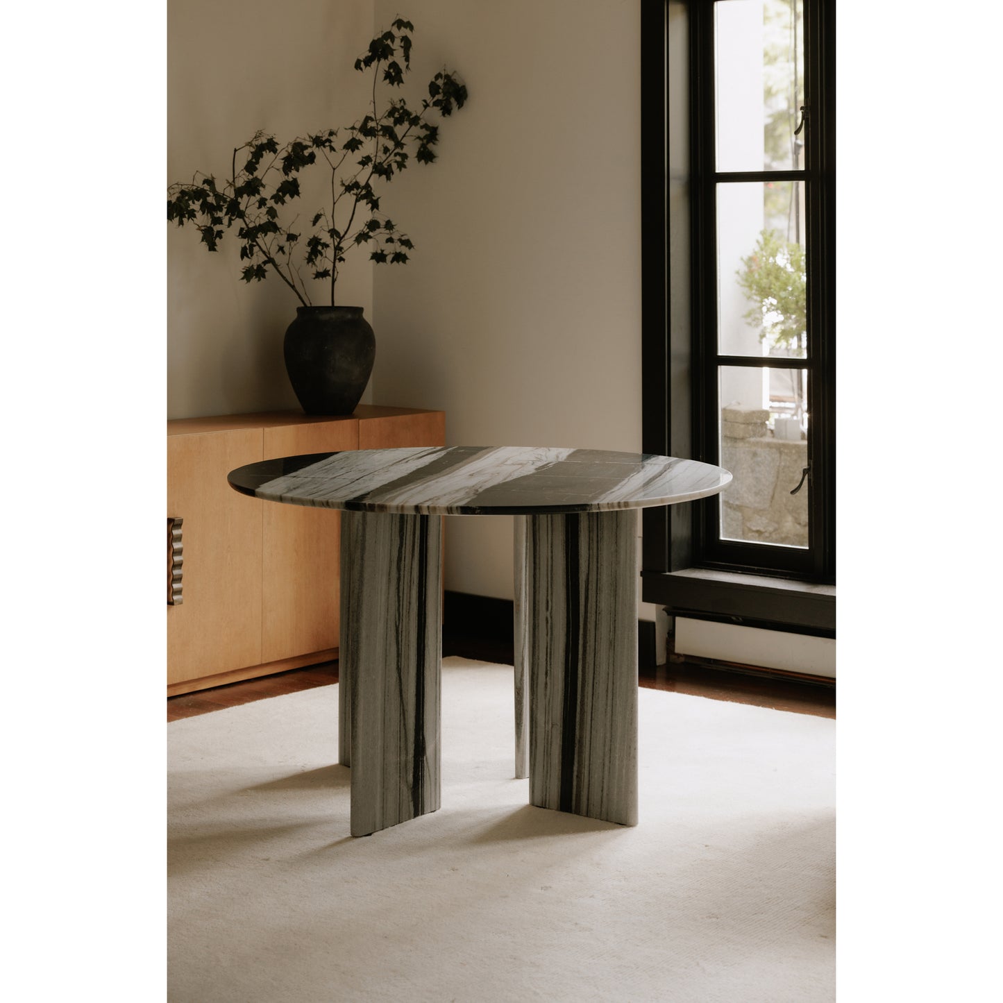 Celia Round Dining Table Panda Marble by Moe's Home