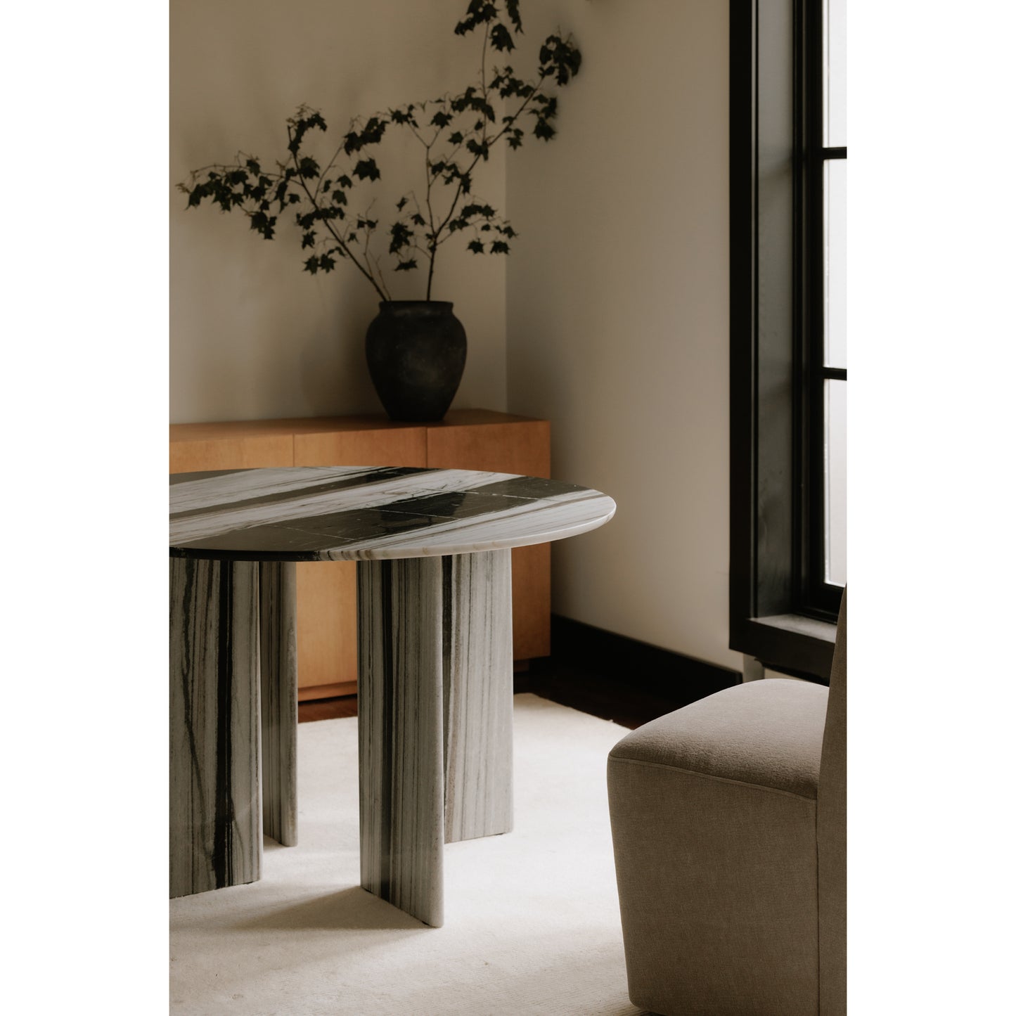 Celia Round Dining Table Panda Marble by Moe's Home