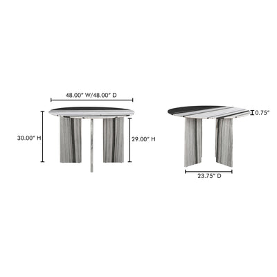 Celia Round Dining Table Panda Marble by Moe's Home