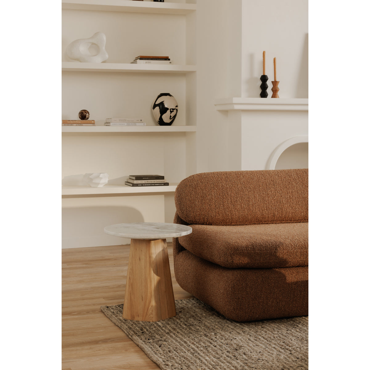 Evelyn Accent Table Ashen Gray Matrix Marble by Moe's Home