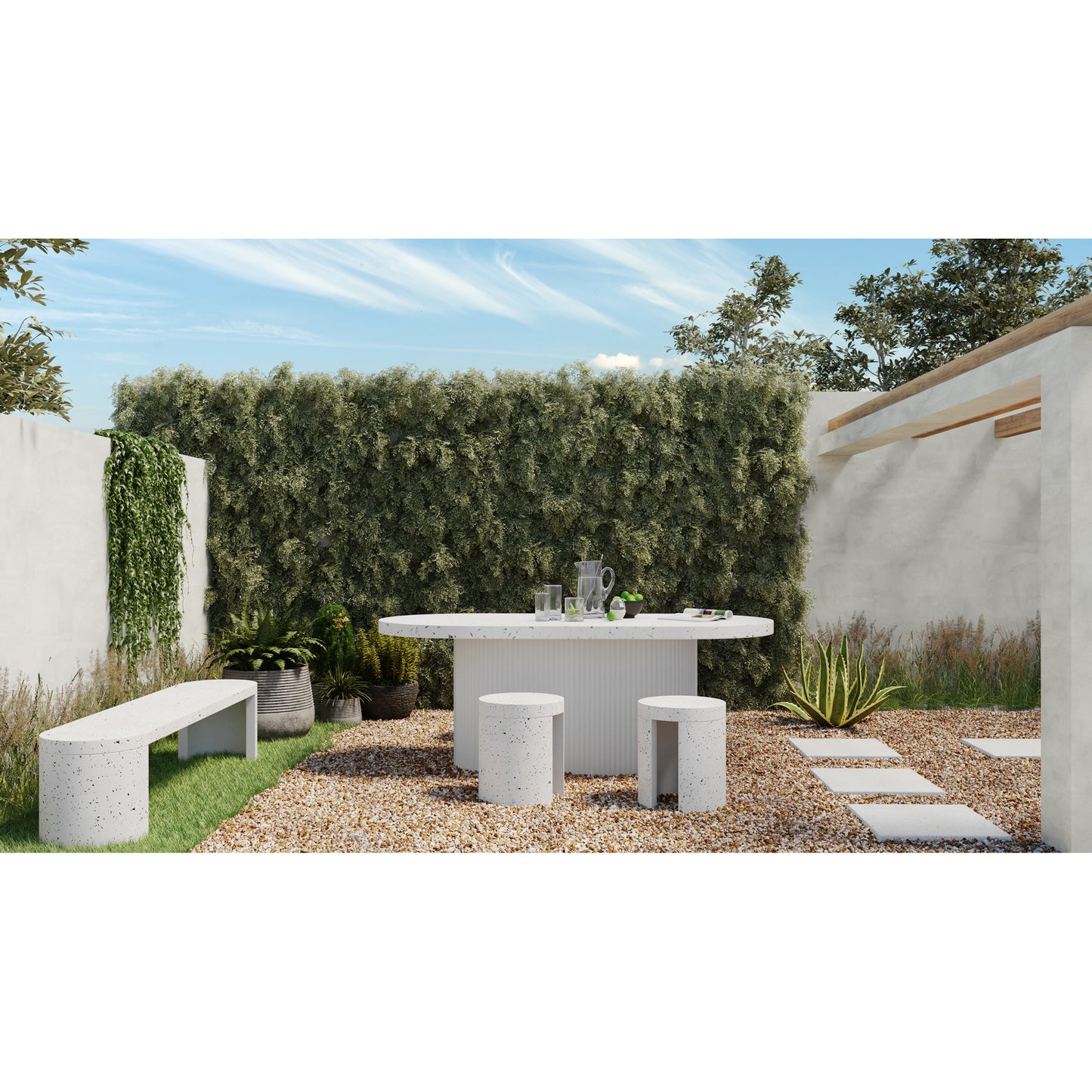 Lyon Outdoor Bench Light Grey by Moe's Home