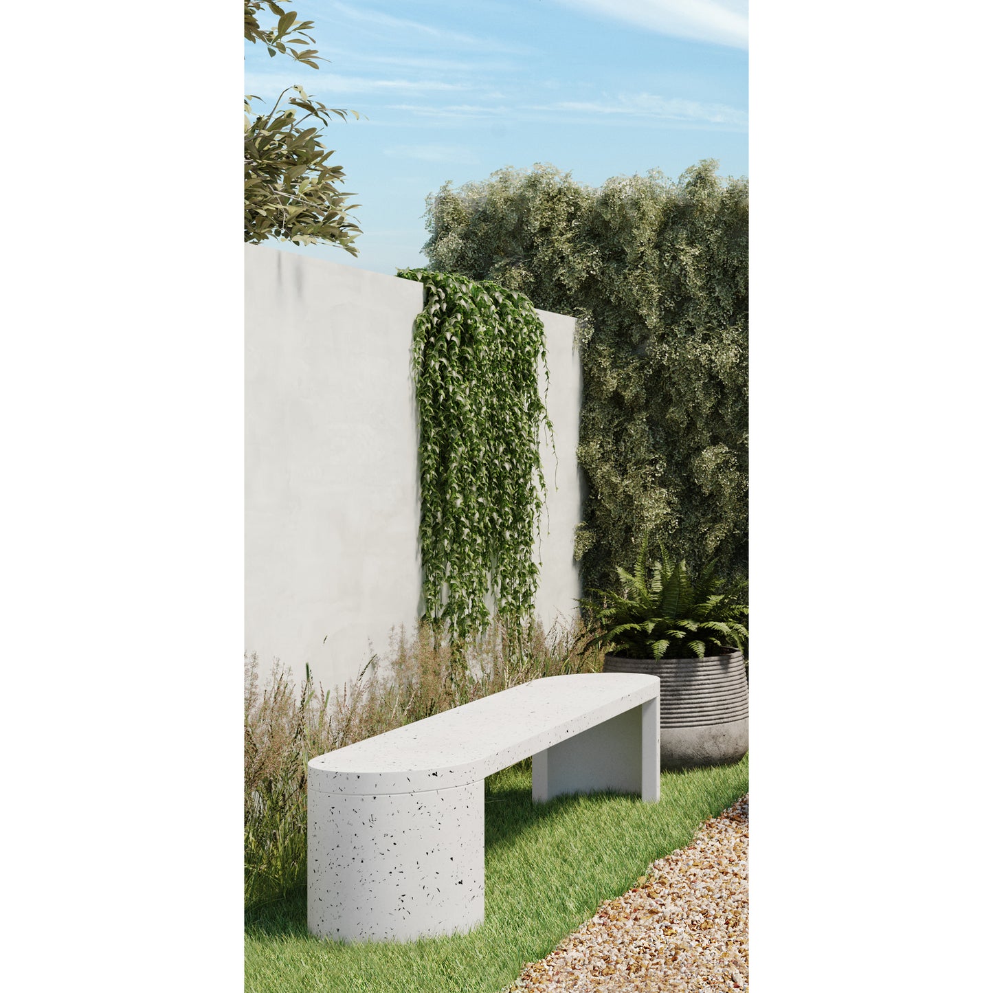 Lyon Outdoor Bench Light Grey by Moe's Home