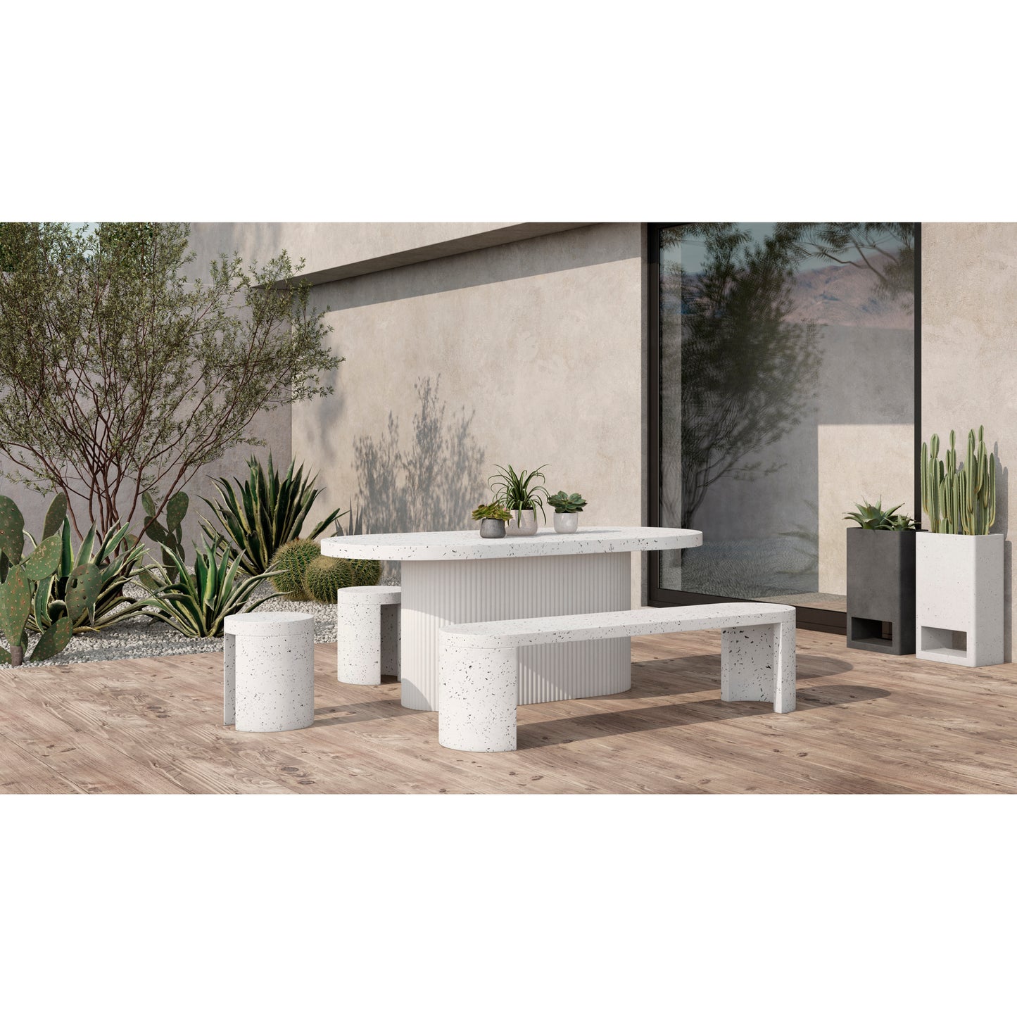 Lyon Outdoor Bench Light Grey by Moe's Home