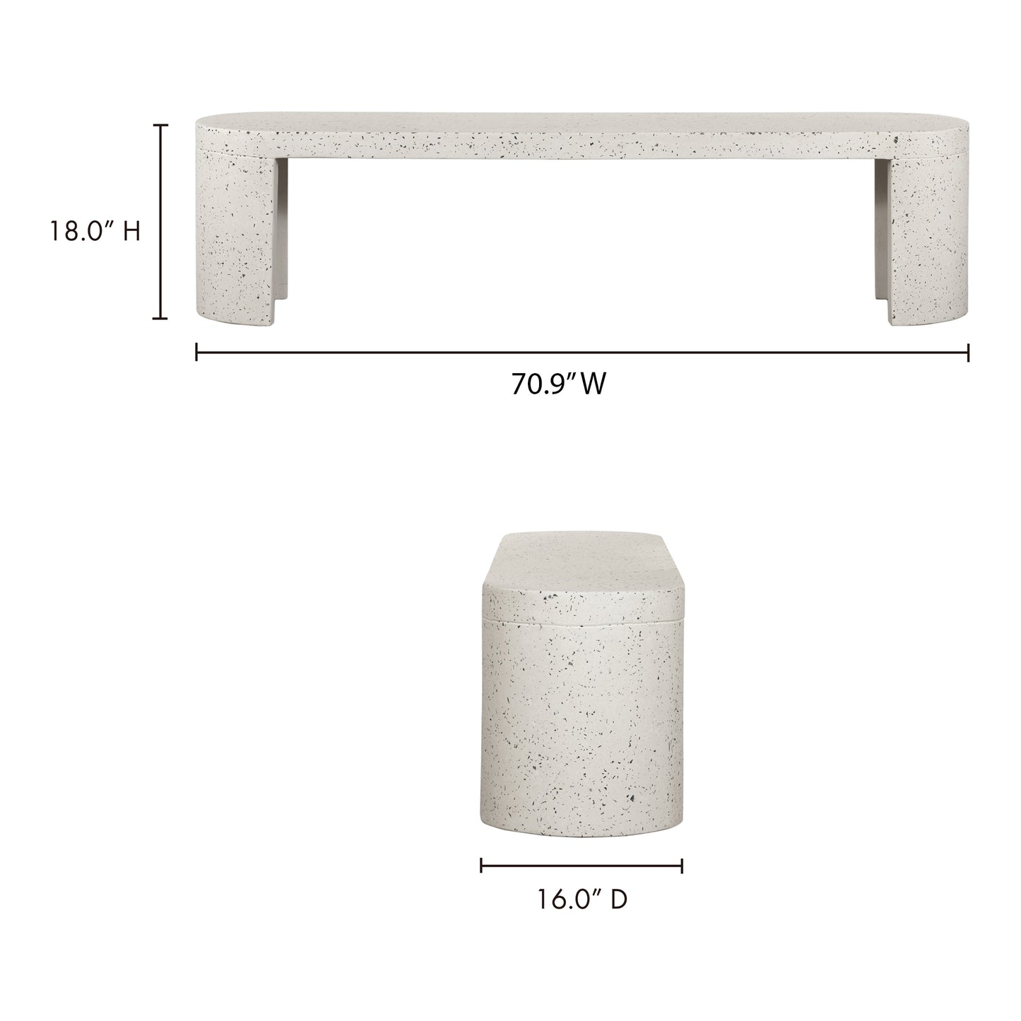 Lyon Outdoor Bench Light Grey by Moe's Home