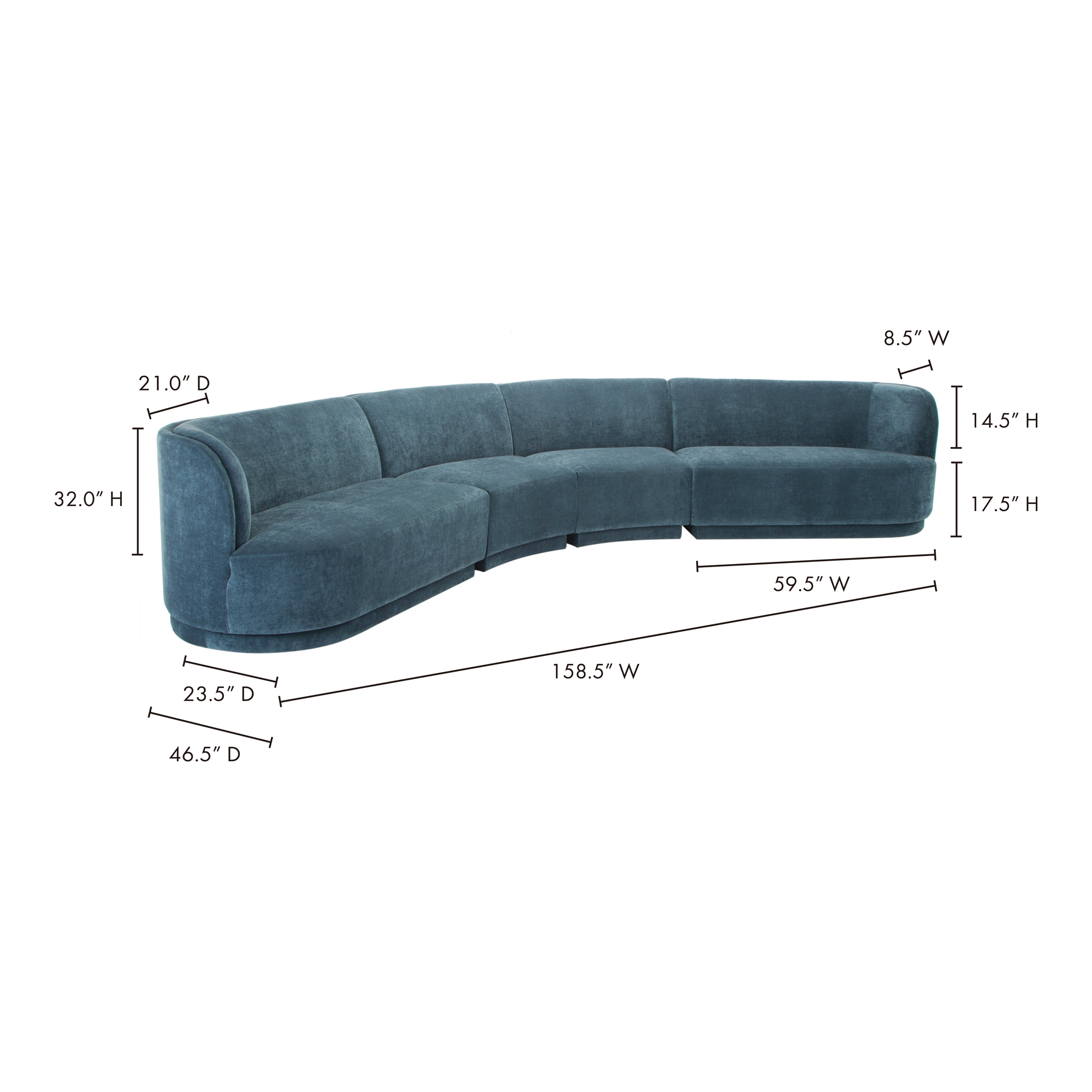 Yoon Eclipse Modular Sectional Right Chaise Nightshade Blue