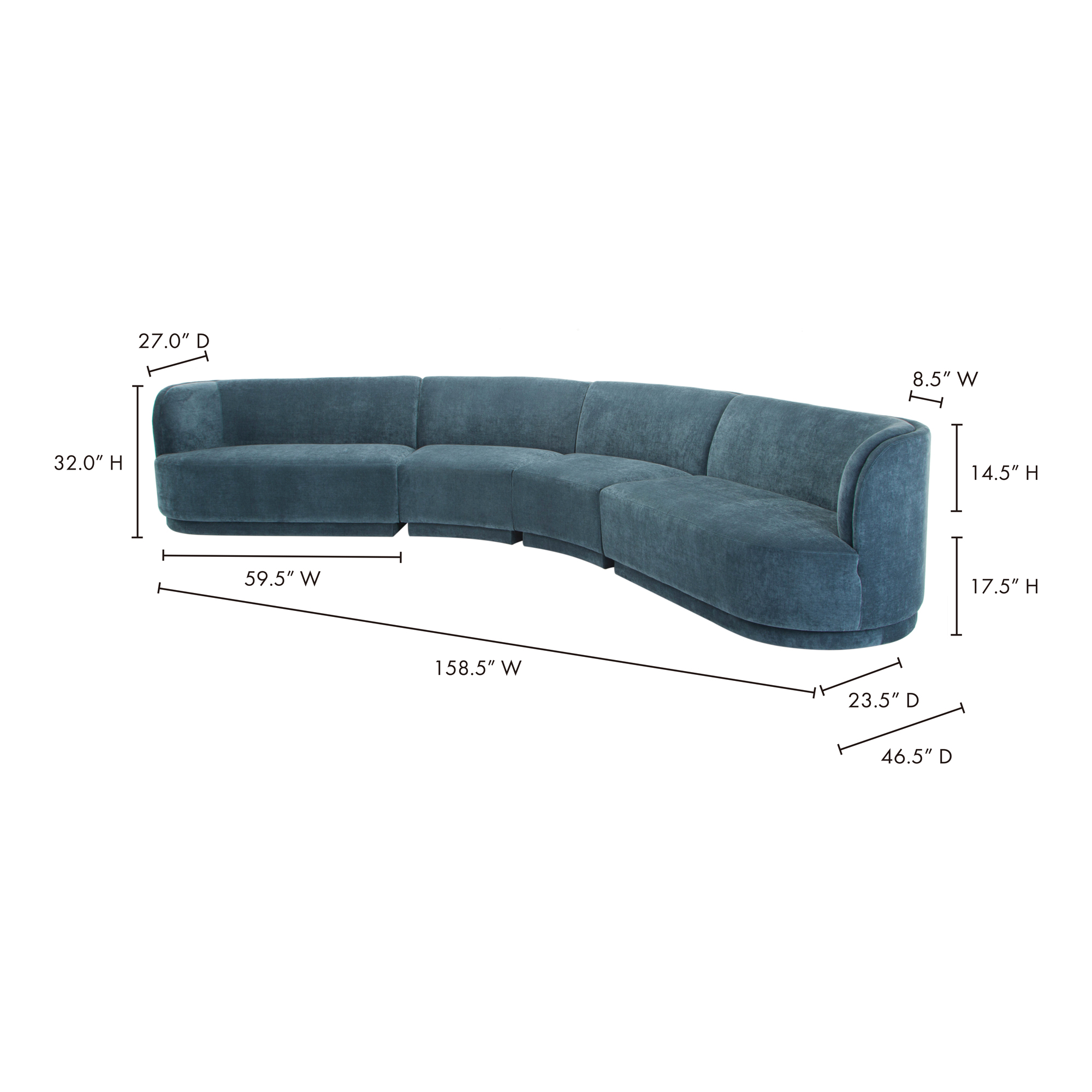 Yoon Eclipse Modular Sectional Chaise Left Nightshade Blue