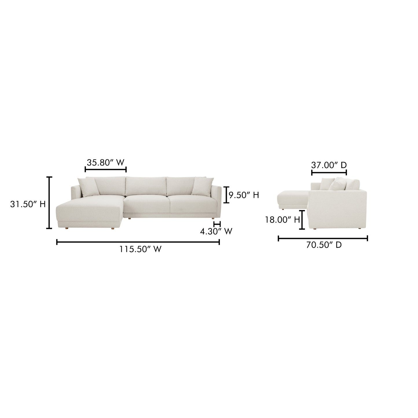 Bryn Sectional Left Oyster by Moe's Home