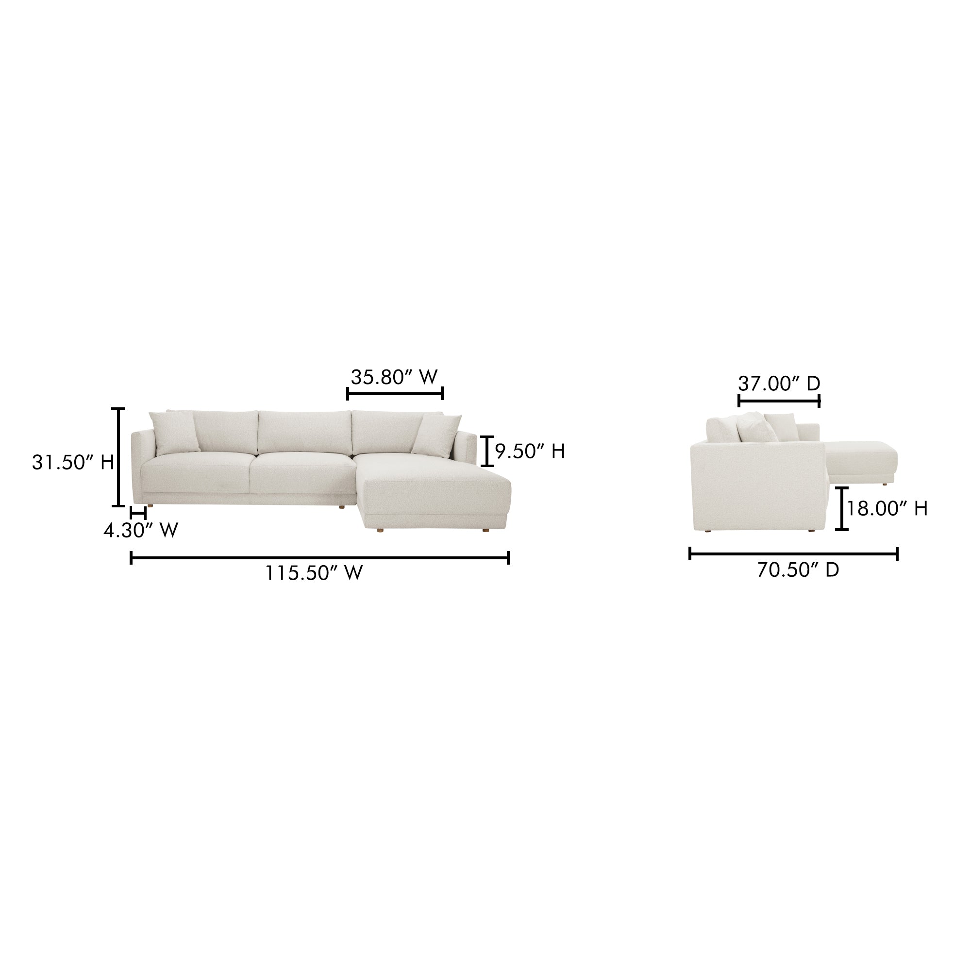 Bryn Sectional Right Oyster