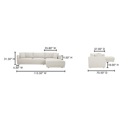 Bryn Sectional Right Oyster