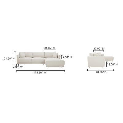 Bryn Sectional Right Oyster by Moe's Home
