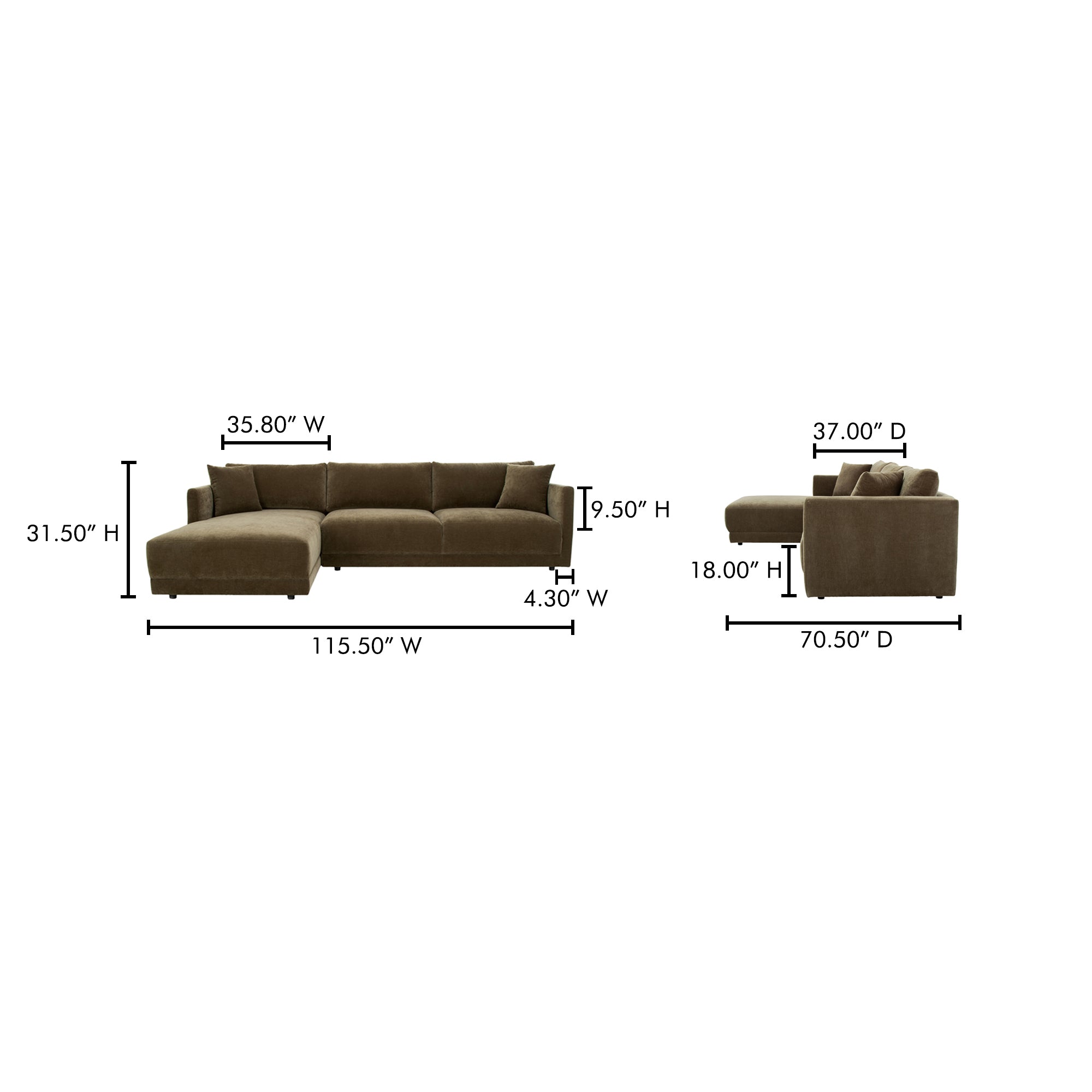 Bryn Sectional Left Heritage Cedar Green