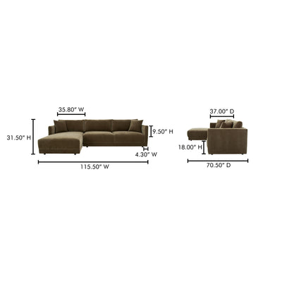 Bryn Sectional Left Heritage Cedar Green by Moe's Home