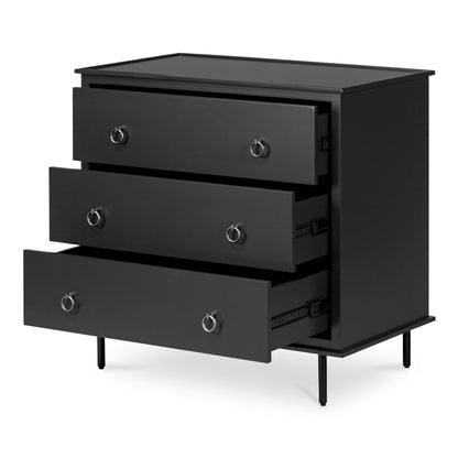 Reagan 3 Drawer Nightstand Black