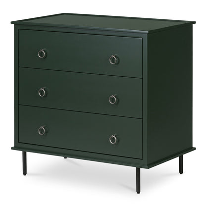 Reagan 3 Drawer Nightstand Deep Green