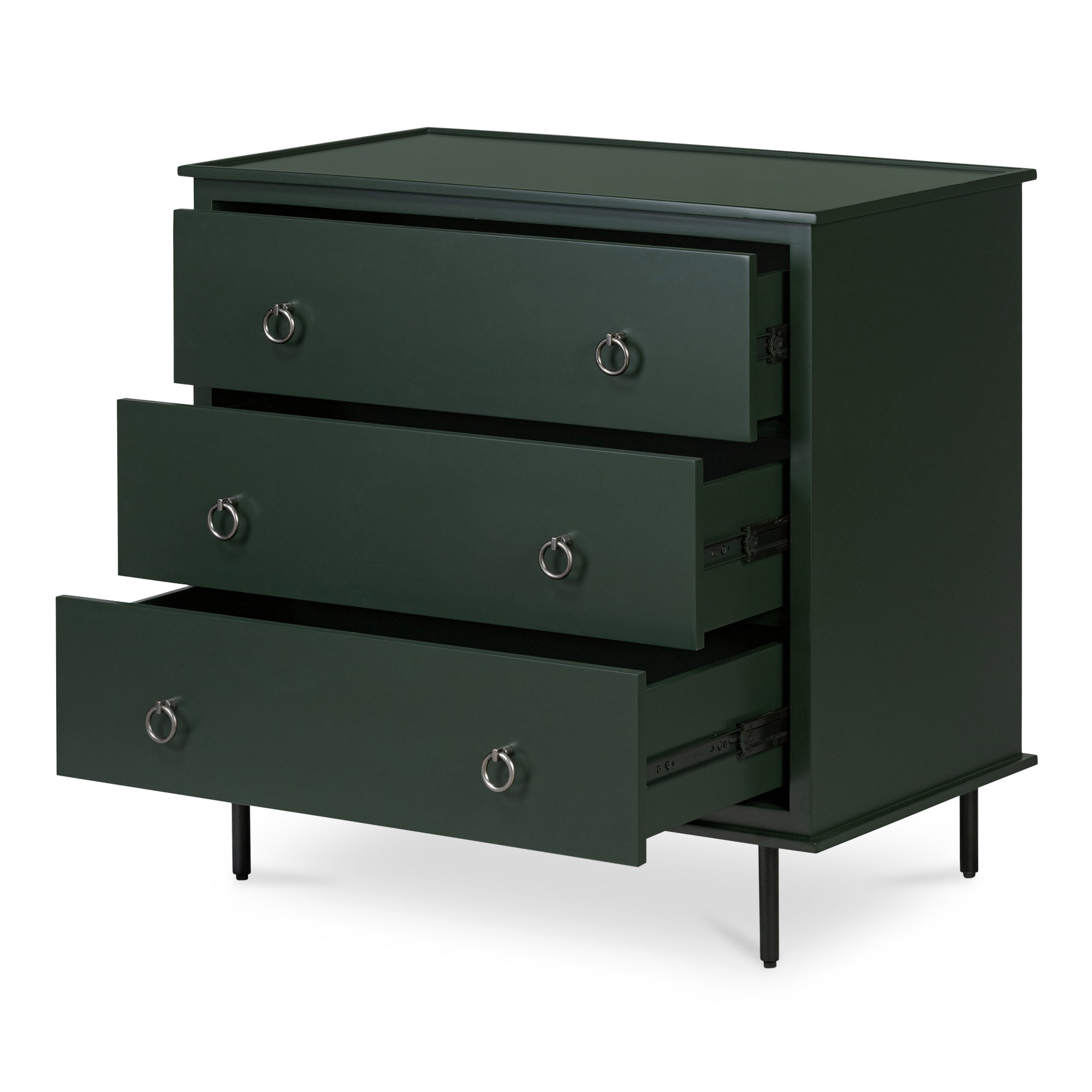 Reagan 3 Drawer Nightstand Deep Green