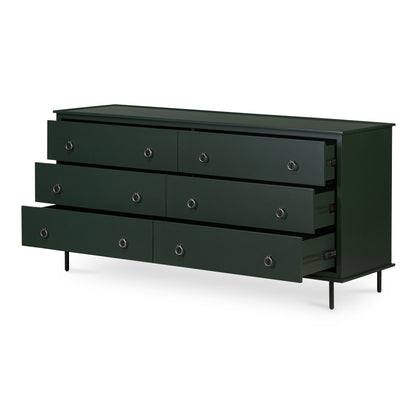 Reagan 6 Drawer Dresser Deep Green