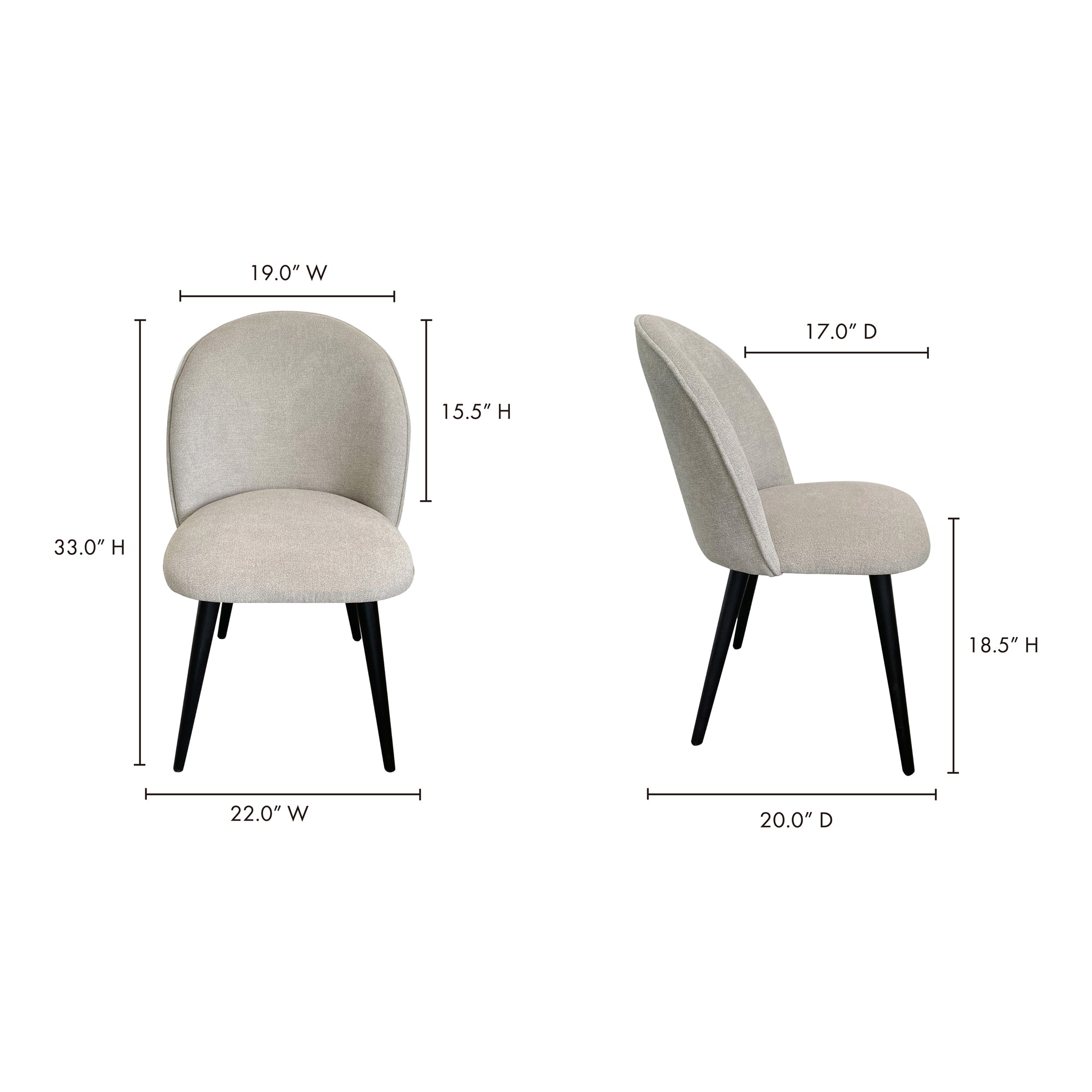 Clarissa Dining Chair Light Grey - Set Of Two