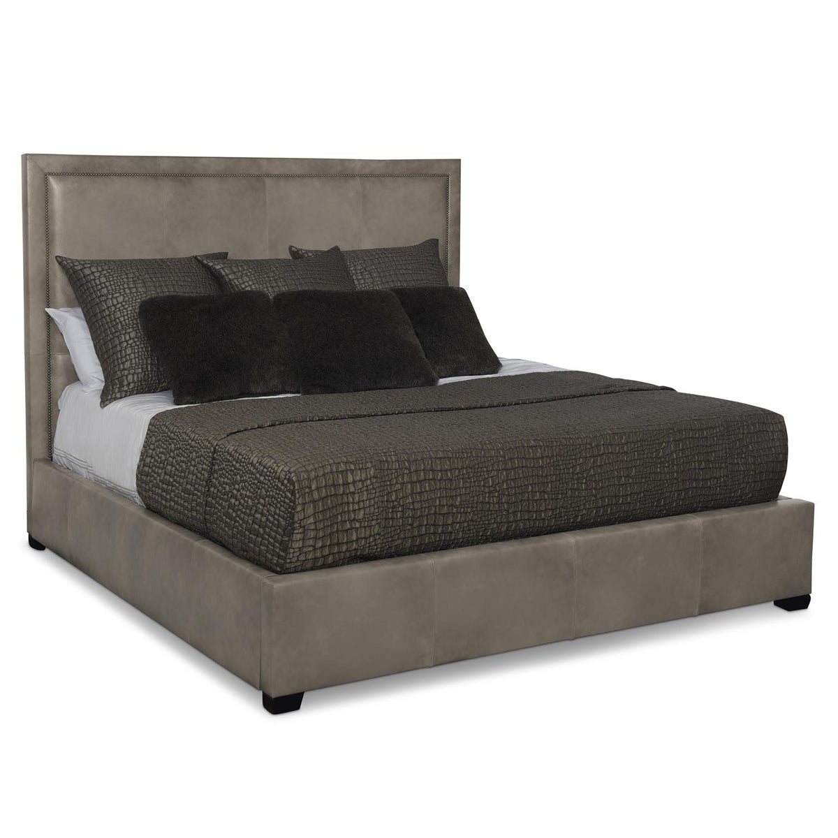 Morgan Leather Panel Bed King (54" H) by Bernhardt