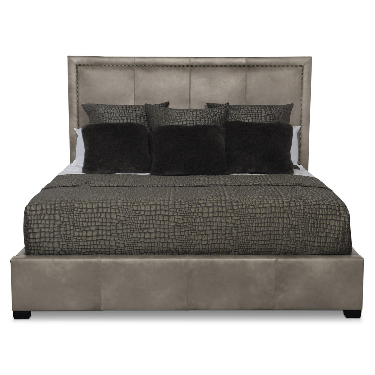 Morgan Leather Panel Bed King (54" H) by Bernhardt