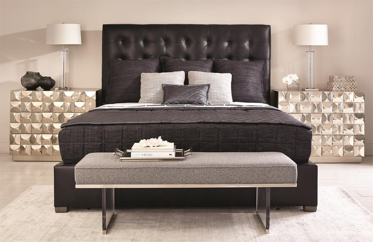 Avery Leather Panel Bed Queen (66.00" H) by Bernhardt