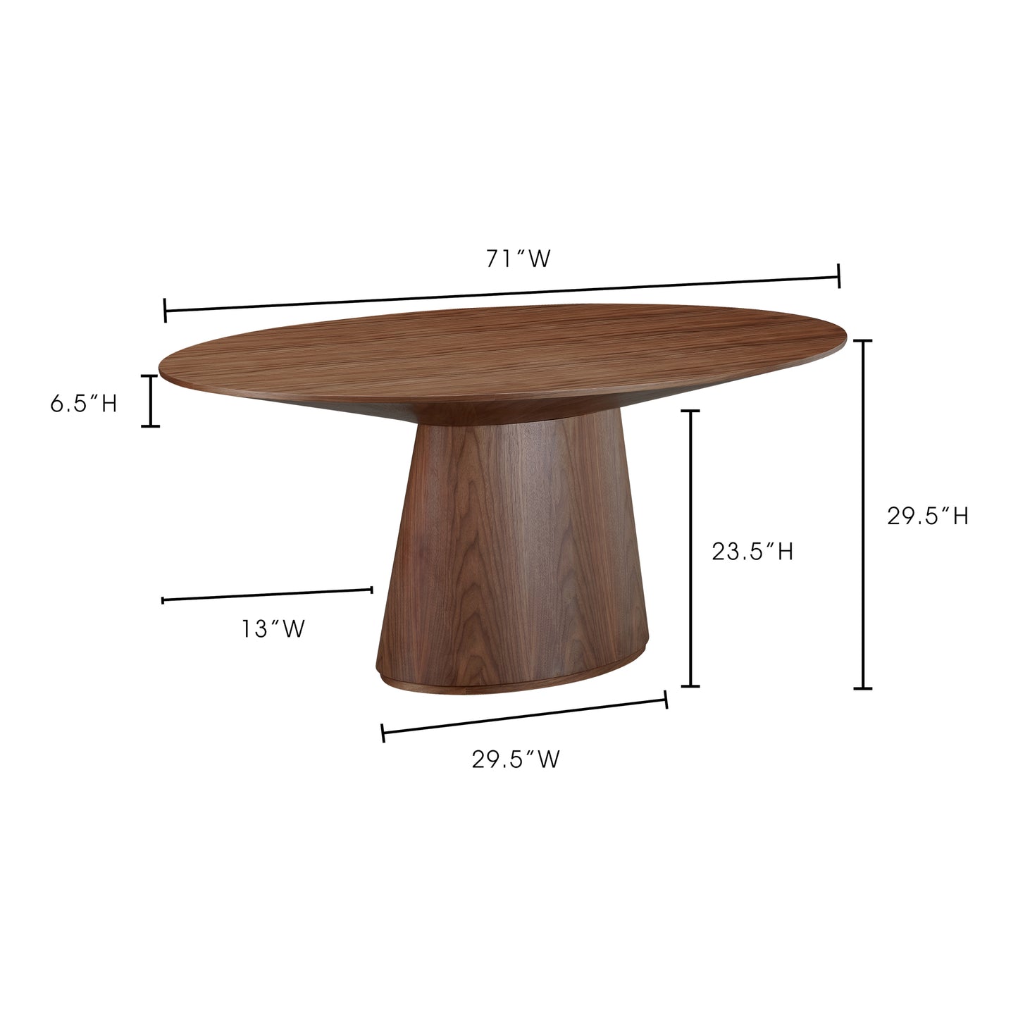 Otago Oval Dining Table Walnut Brown by Moe's Home