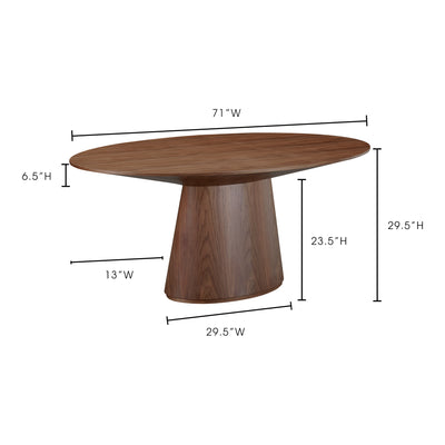 Otago Oval Dining Table Walnut Brown by Moe's Home
