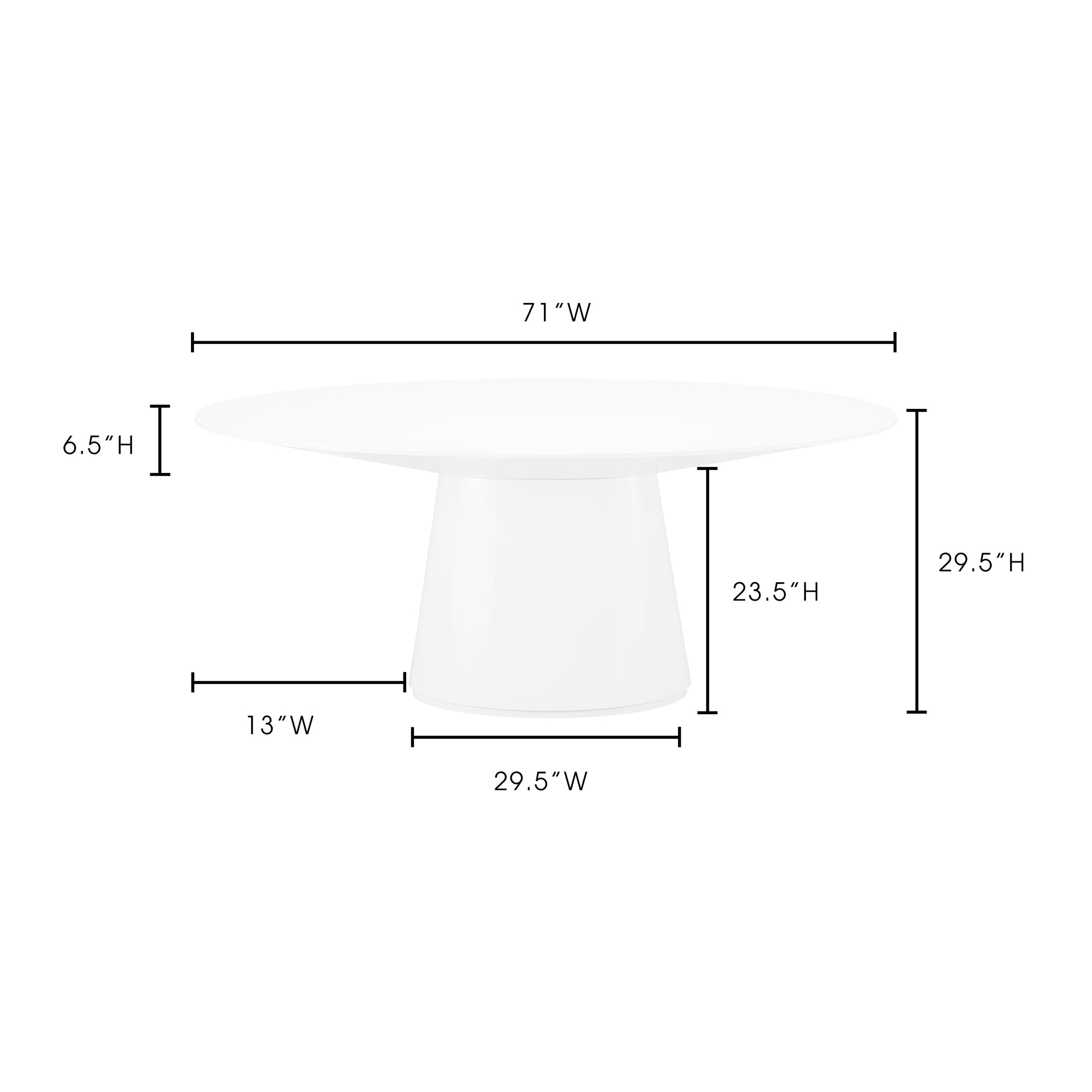 Otago Oval Dining Table White