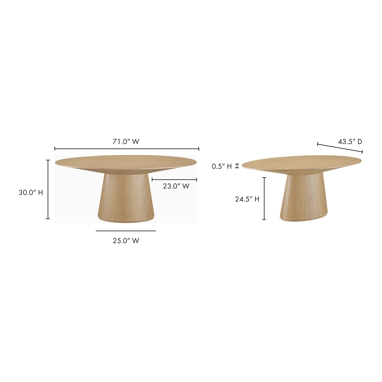 Otago Oval Dining Table Natural Oak by Moe's Home