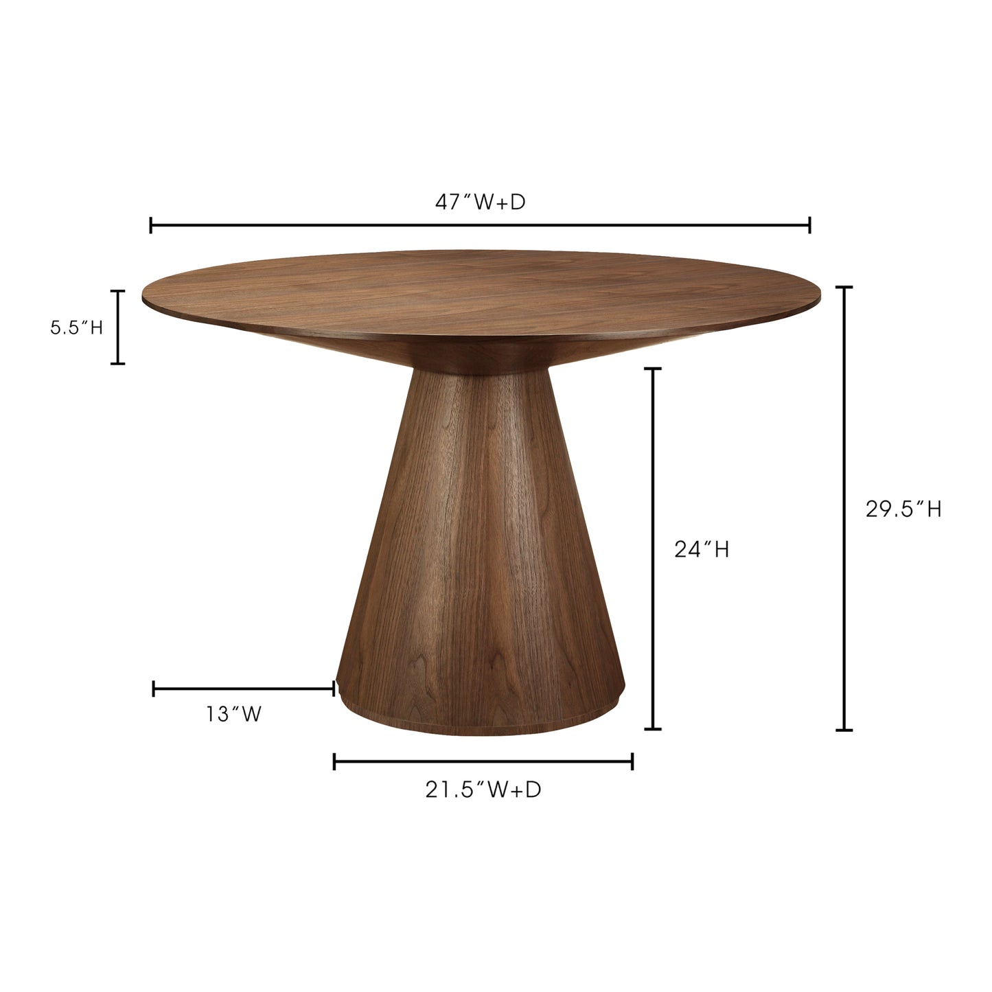 Otago Round Dining Table Walnut Brown by Moe's Home