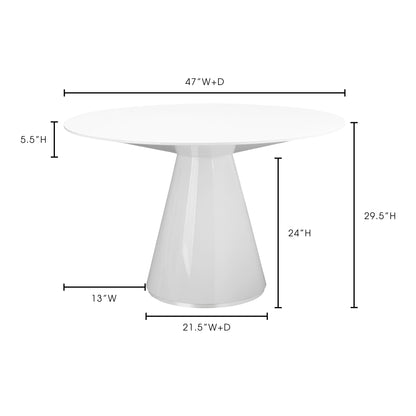 Otago Round Dining Table White