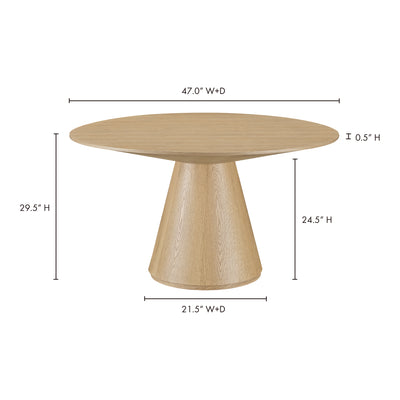Otago 47In Round Dining Table Oak by Moe's Home