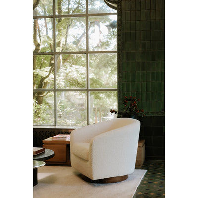 Oscy Swivel Chair Vegan Shearling White by Moe's Home