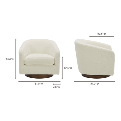 Oscy Swivel Chair Vegan Shearling White by Moe's Home