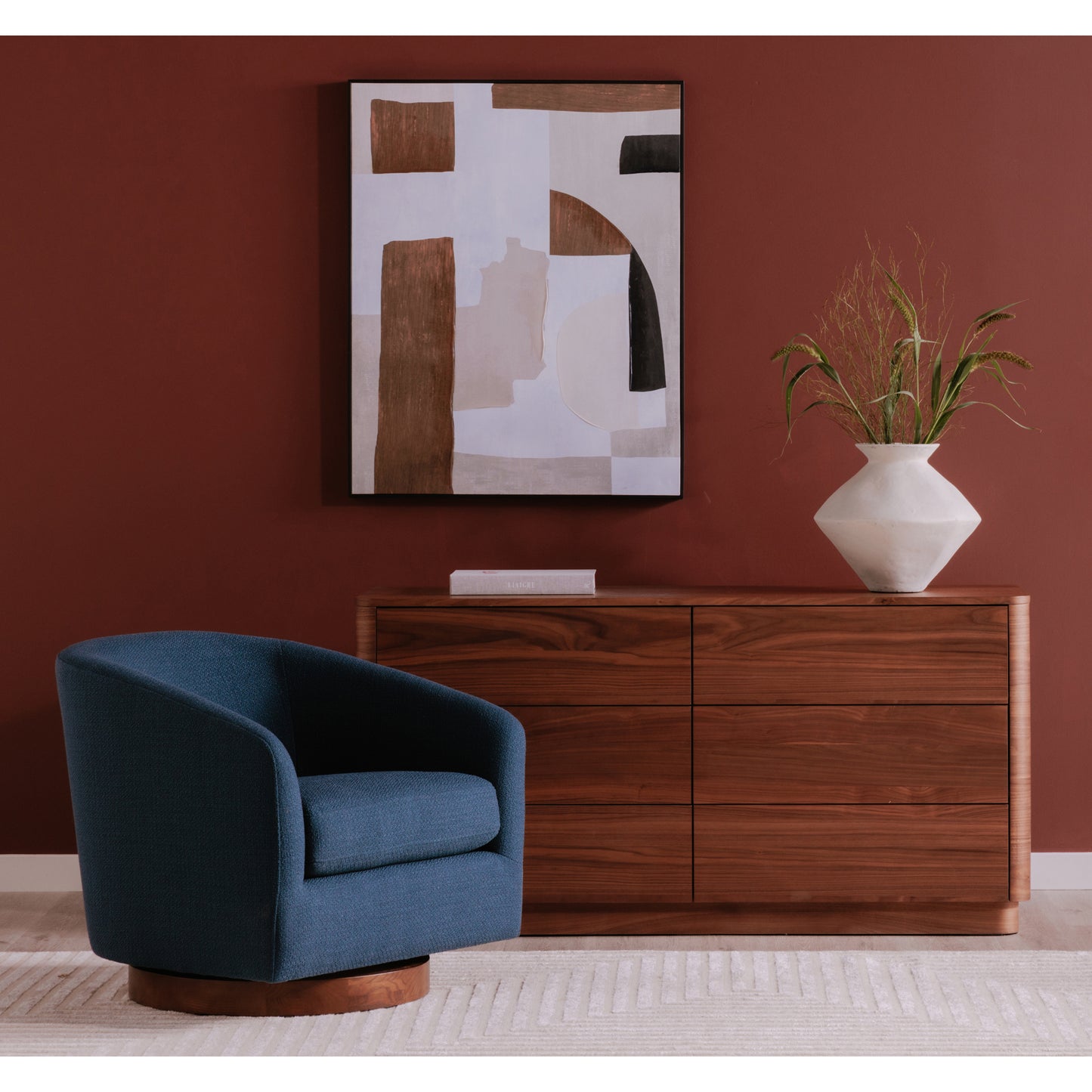 Oscy Swivel Chair Dark Atlantic Blue by Moe's Home