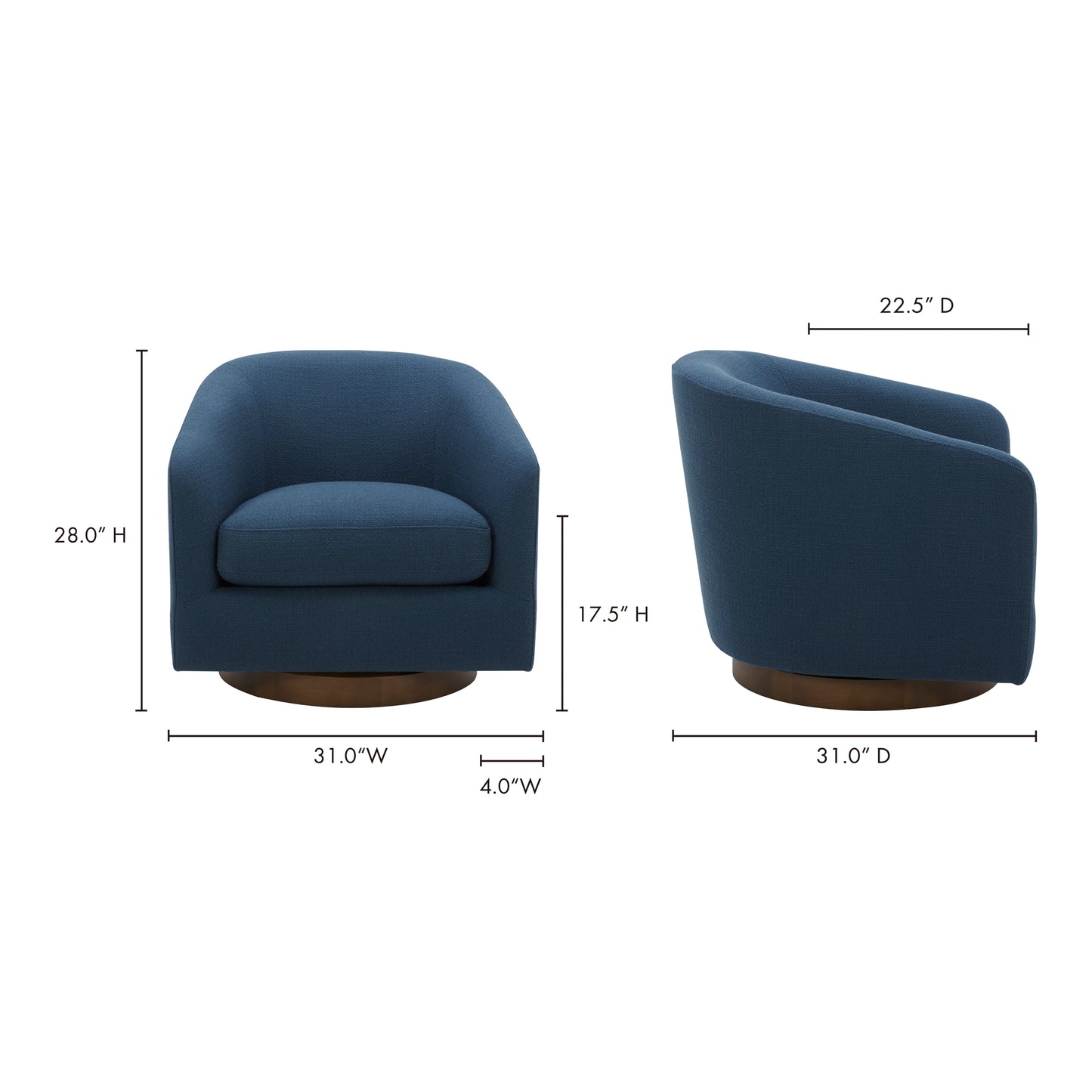 Oscy Swivel Chair Dark Atlantic by Moe's Home