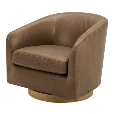 Oscy Leather Swivel Chair Tan by Moe's Home