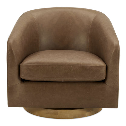 Oscy Leather Swivel Chair Tan | Brown