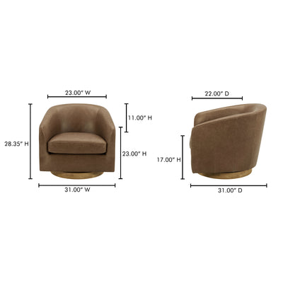 Oscy Leather Swivel Chair Tan by Moe's Home